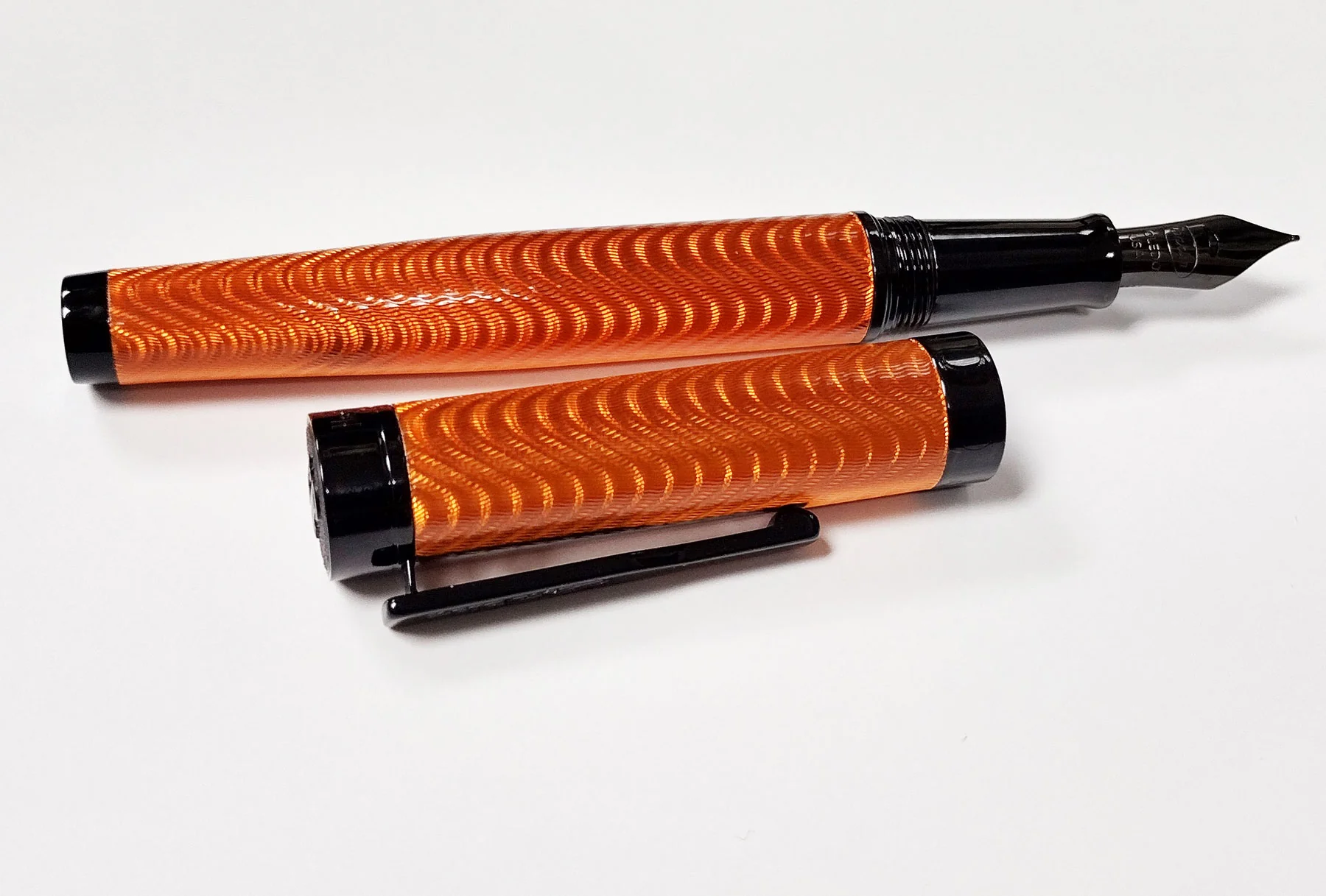 Conklin Herringbone Fountain Pen Orange/Black