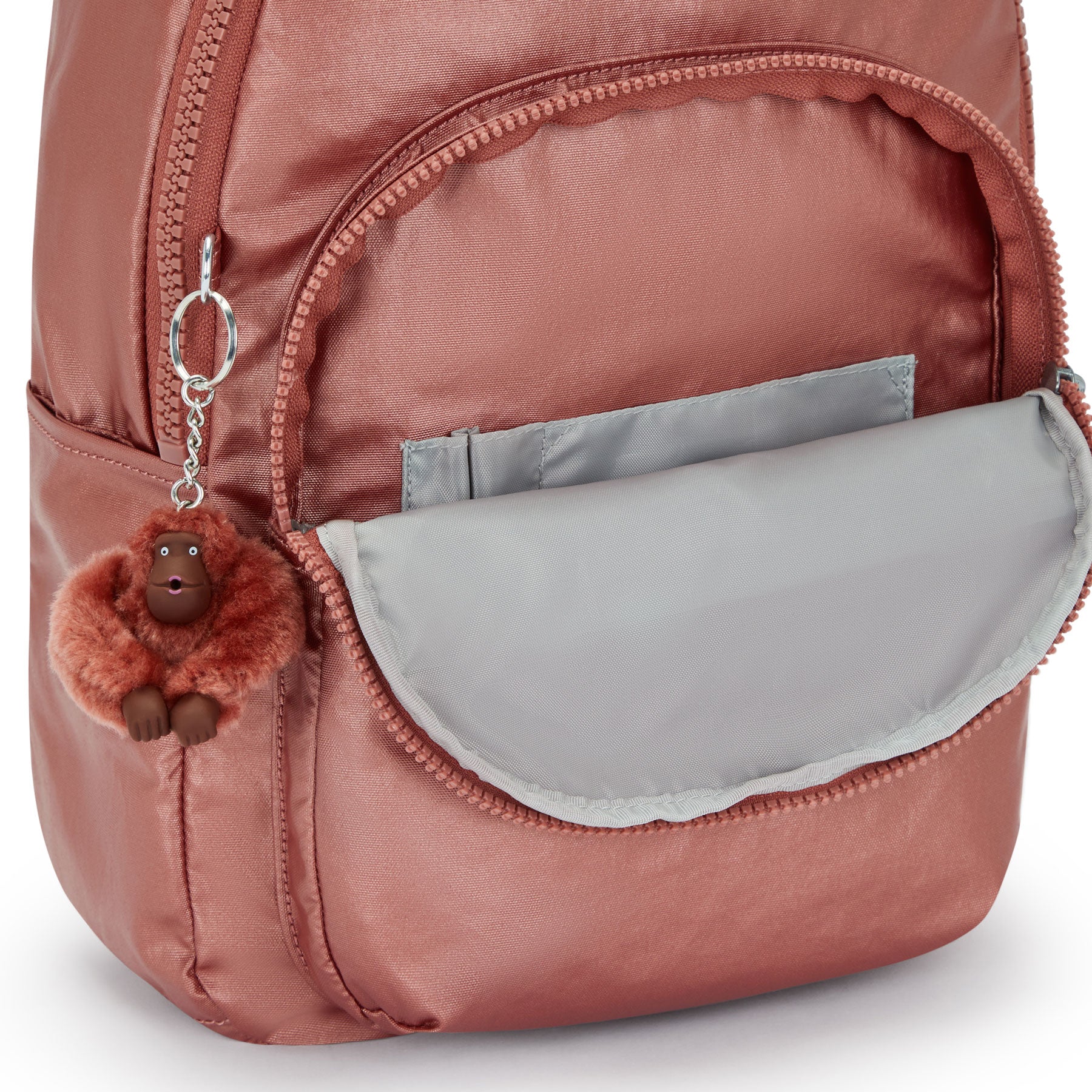 Kipling Seoul Small Copper Metallic Tablet Backpack - Image 5