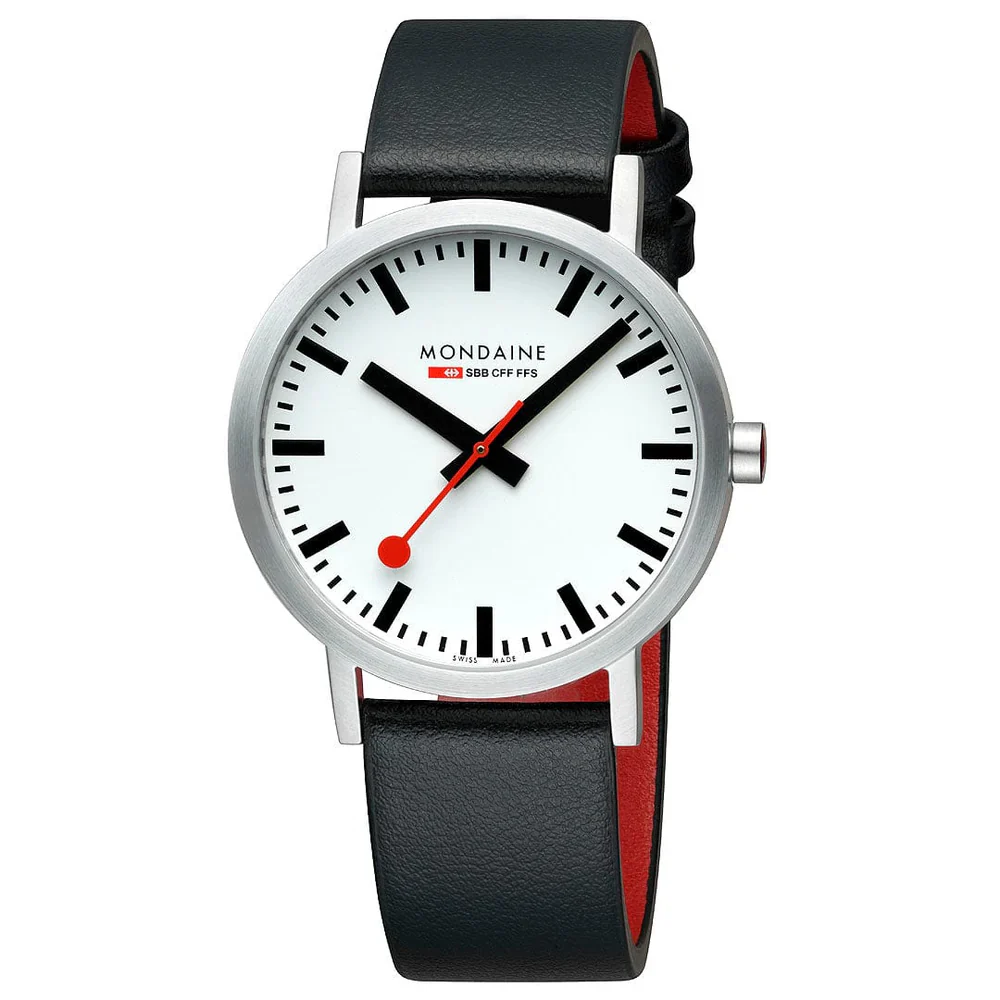 Mondaine Classic 40 mm, Black Vegan Grape Leather - Image 6