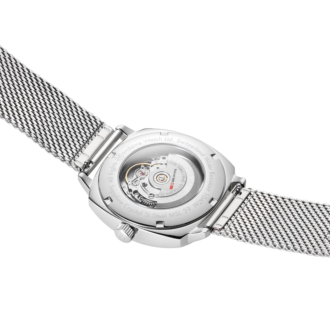Mondaine Cushion Automatic 39 mm, Stainless Steel Mesh, MSL.3961B.SM - Image 2