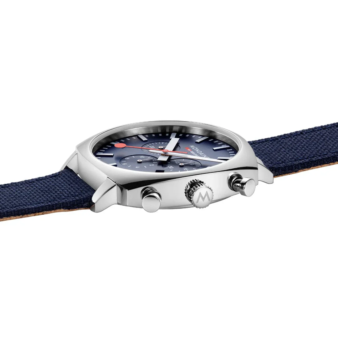 Mondaine Cushion Ocean Blue 41 mm Chronograph Watch MSL.41440.LD.SET - Image 5