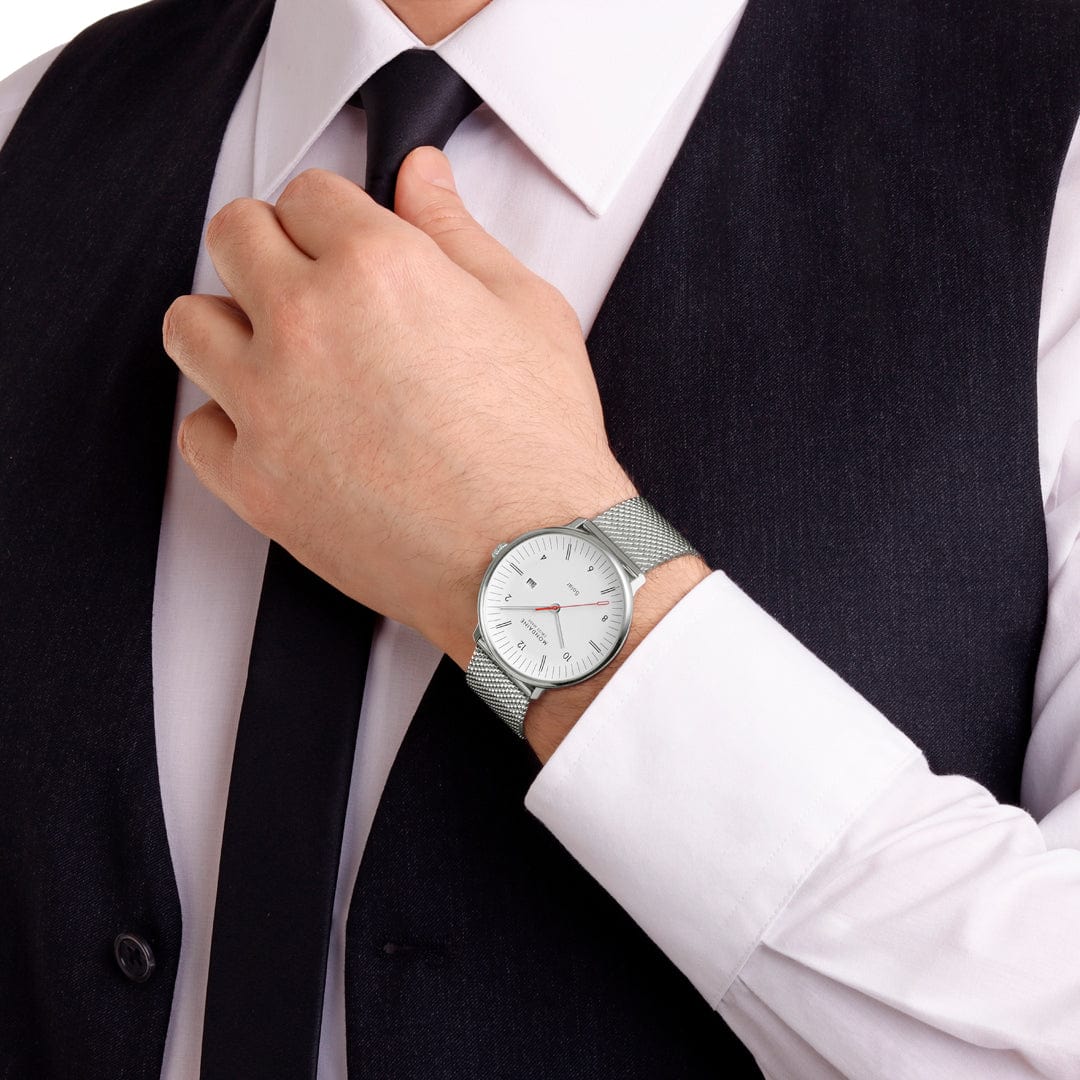 Mondaine Doppio Solar Powered 41 mm Stainless Steel Mesh Men's Watch - Image 4