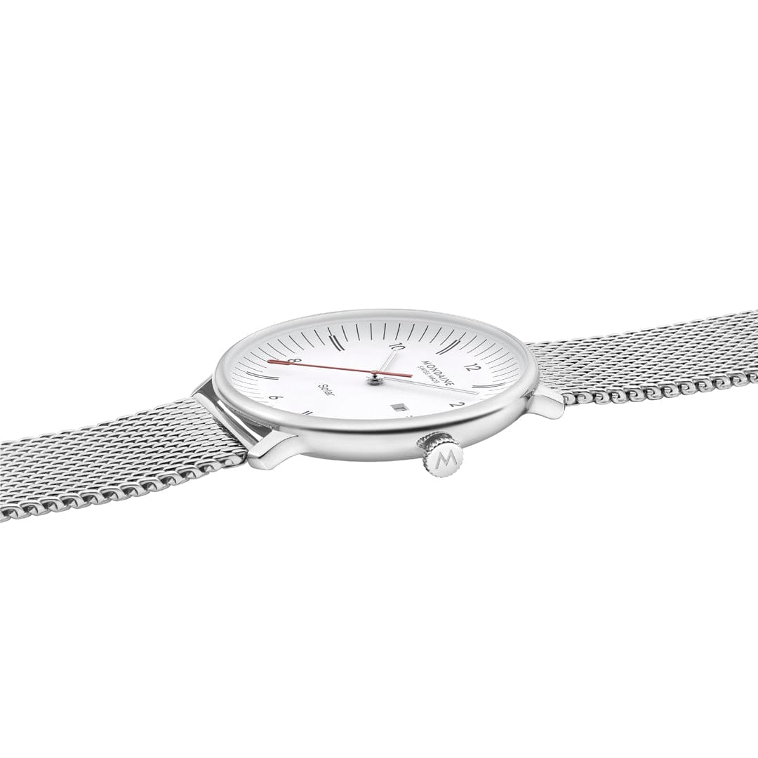 Mondaine Doppio Solar Powered 41 mm Stainless Steel Mesh Men's Watch - Image 6