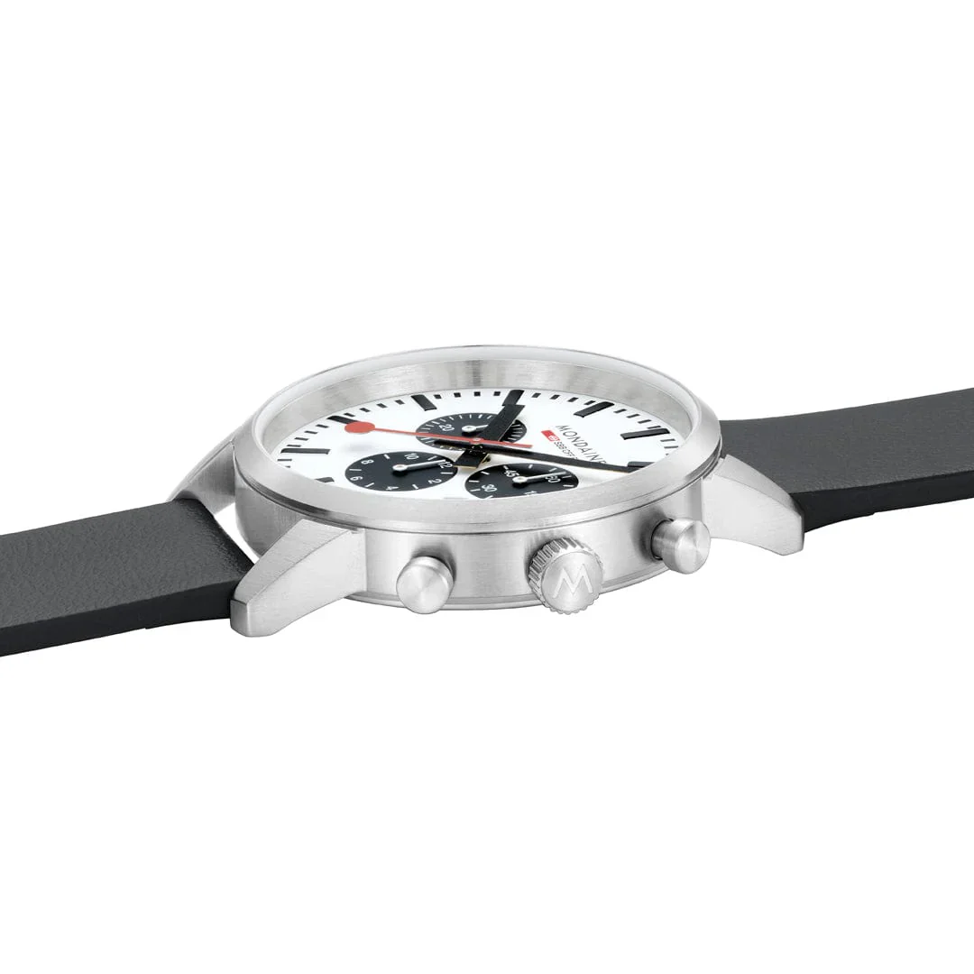 Mondaine NEO, Black Vegan Grape Leather, 41 mm Chronograph Men's Watch - Image 12