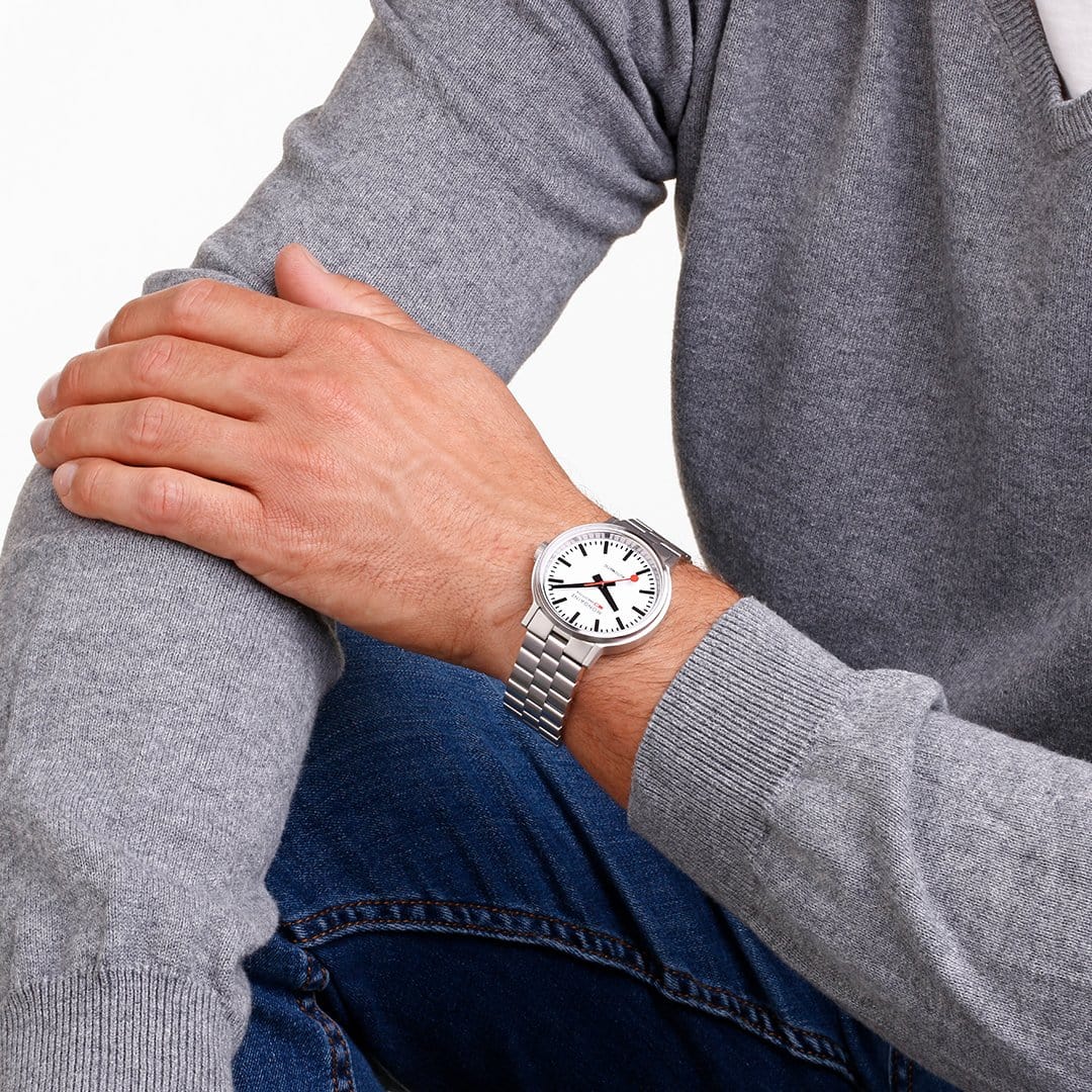 Mondaine Original Automatic Automatic Movement, Stainless Steel Strap, 41 mm - Image 4