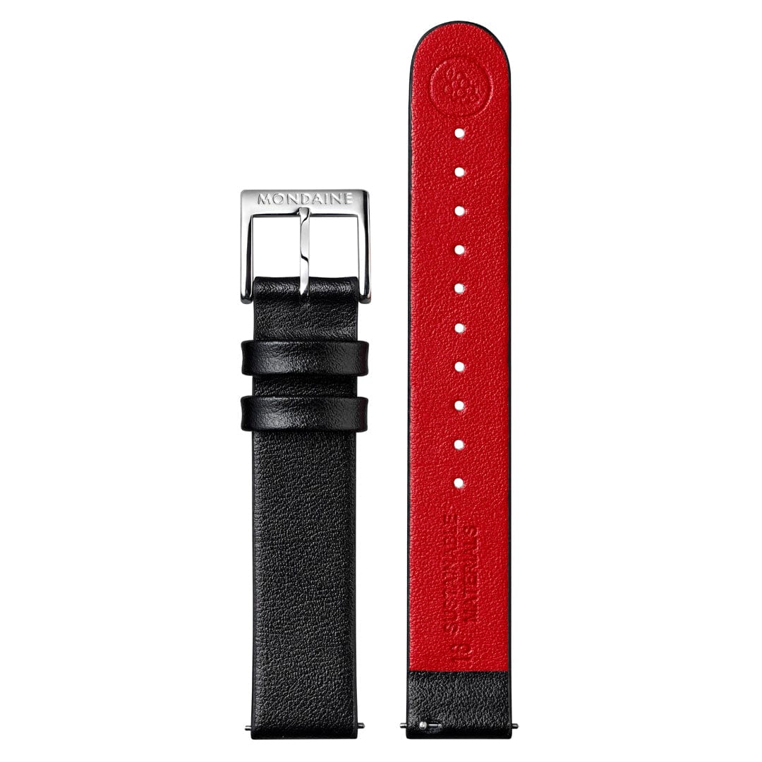 Mondaine Petite Cushion Watch Black Vegan Grape Leather, 31 mm MSL.31110.LBV - Image 8