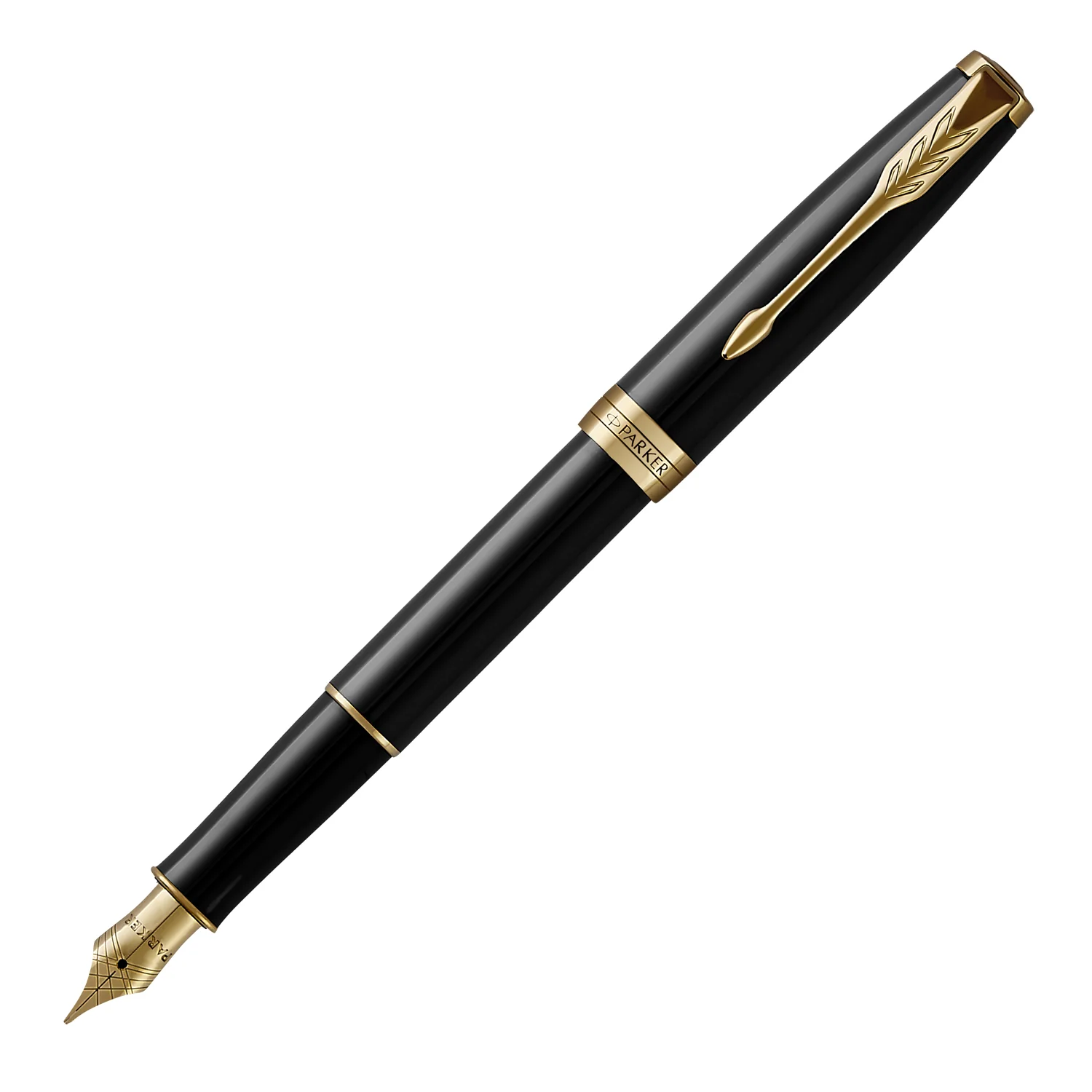Parker Sonnet Black Lacquer GT Fountain Pen with Steel Nib