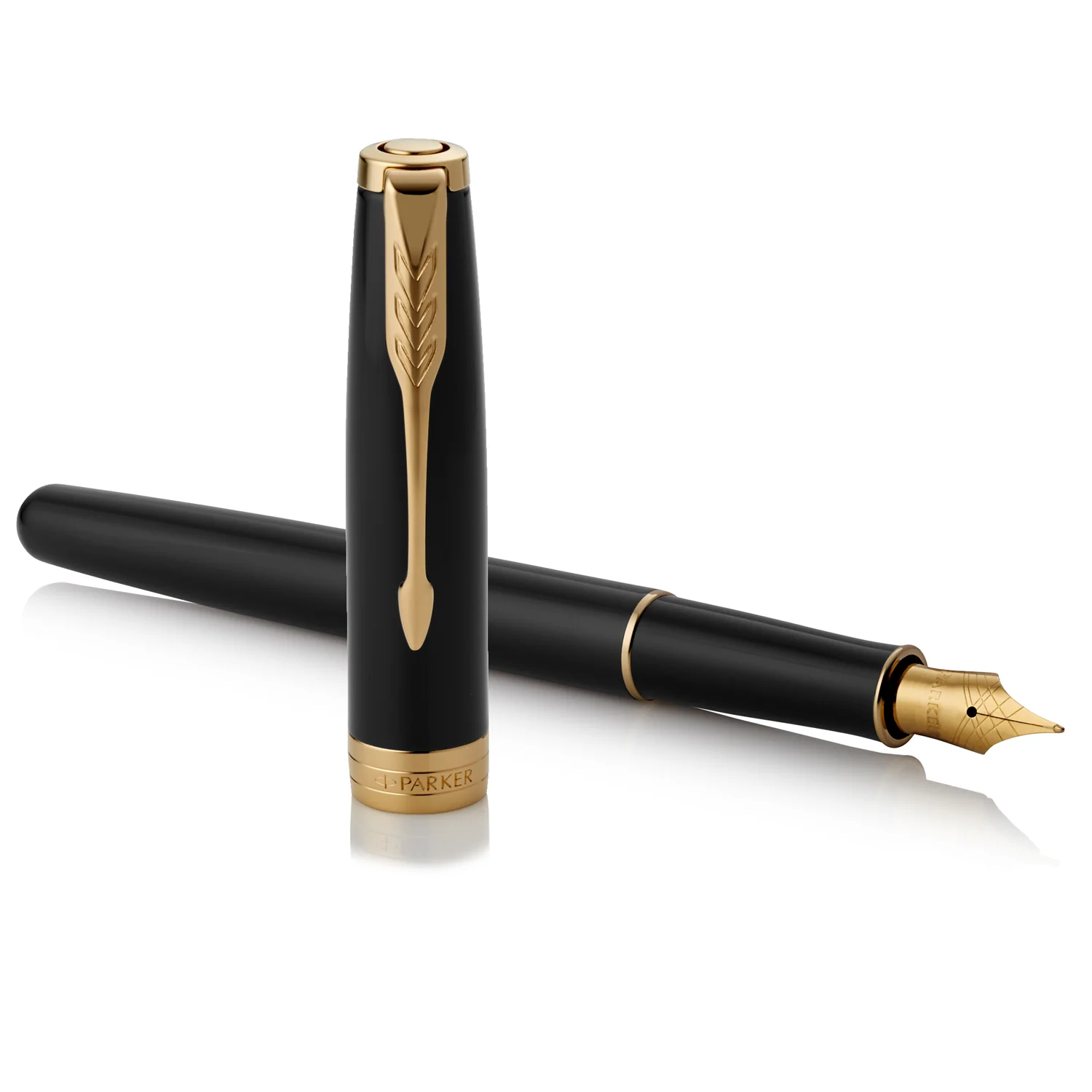 Parker Sonnet Black Lacquer GT Fountain Pen with Steel Nib - Image 2