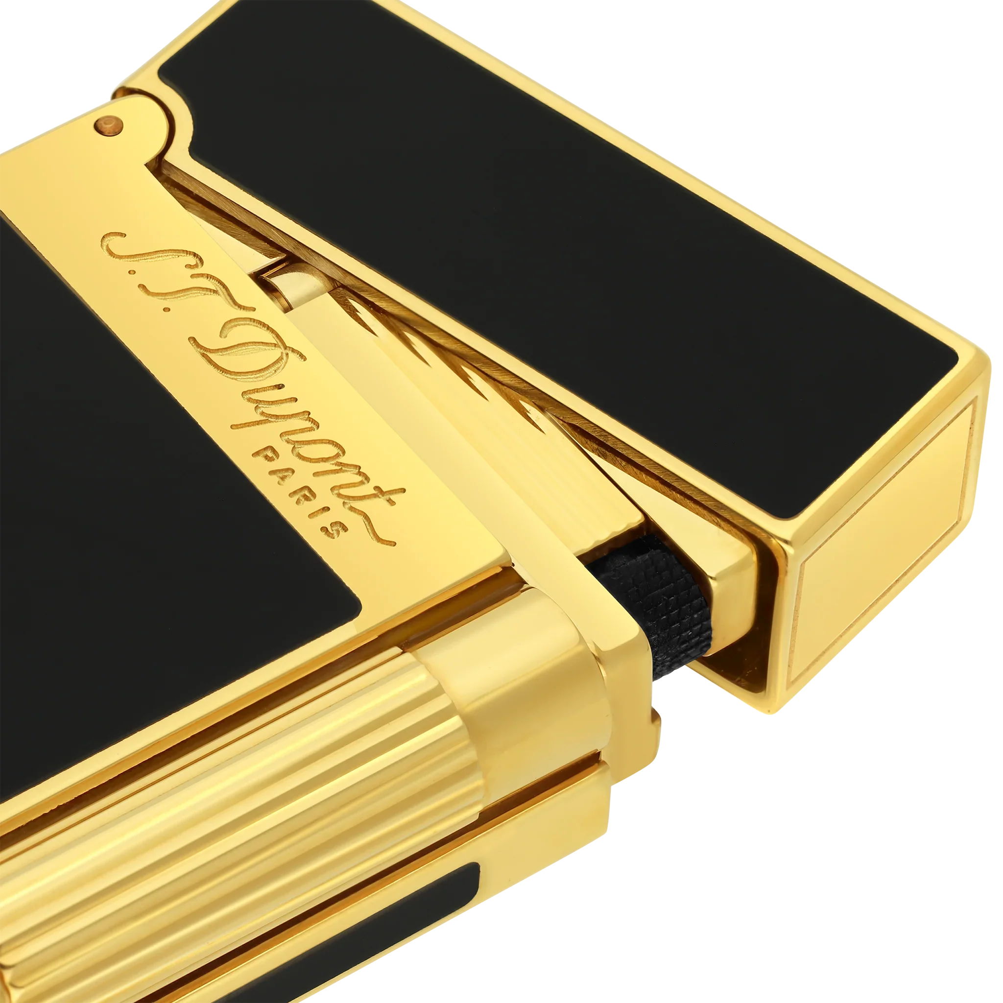 S.T. Dupont Ligne 2 Lighter Lacquered Black and Gold Trim - Image 2