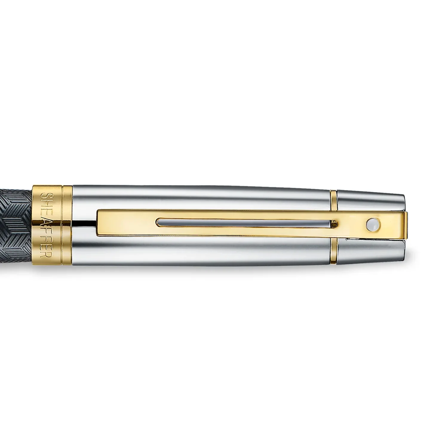 Sheaffer 300 ENGRAVED MATT BLACK BARREL AND SHINY CHROME CAP PVD GOLD TRIMS BP - Image 2