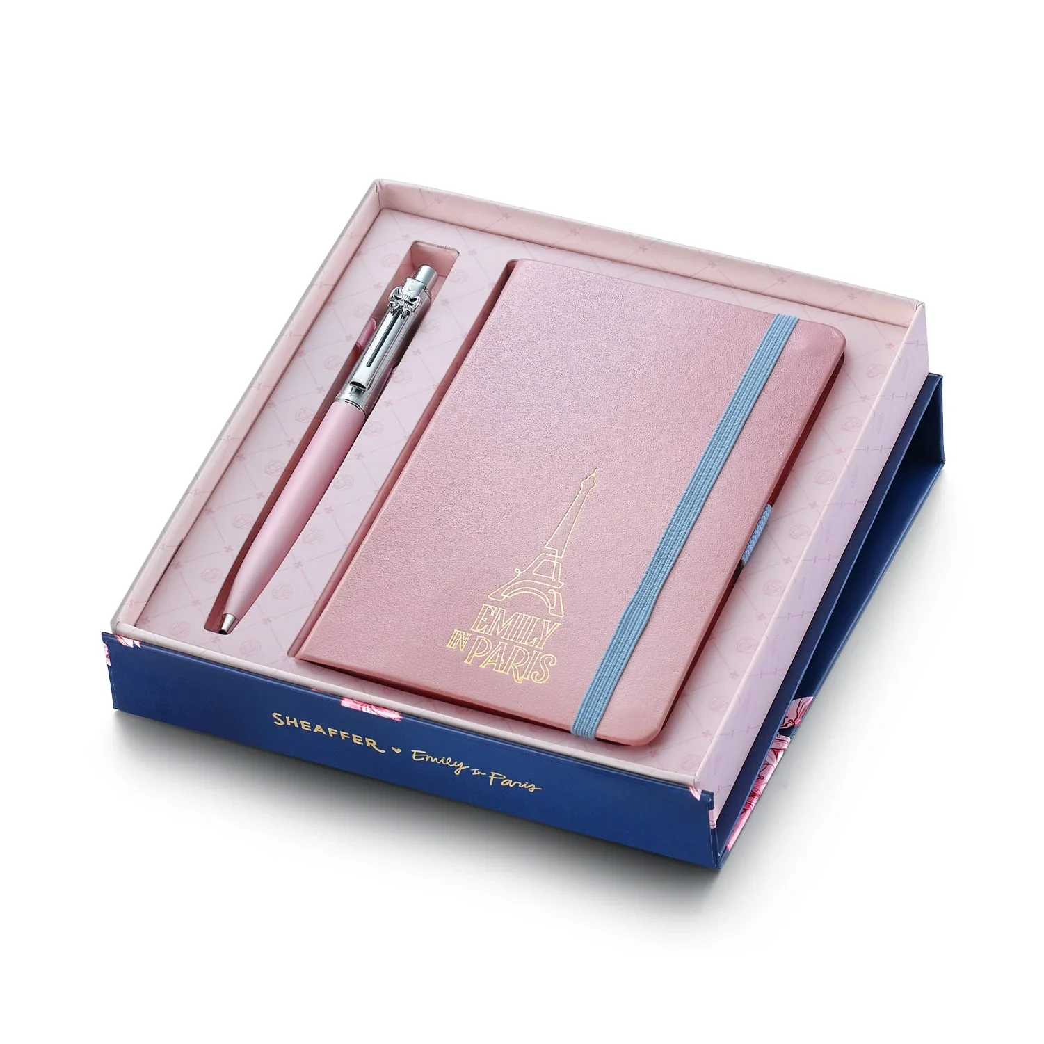 Sheaffer Gift Set ft. Emily in Paris Sentinel 321 Pink Matte Finish Ballpoint Pen with Chrome Trims and Small Hardbound Notebook - Image 2